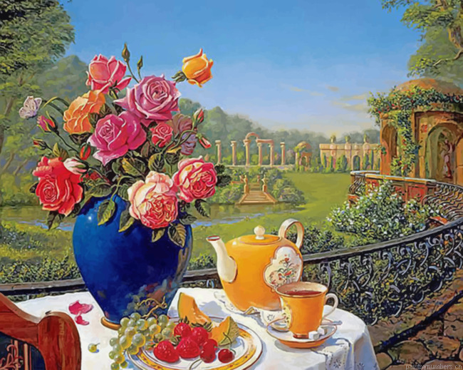 Romantic Morning Tea Set Painting By Numberss.png