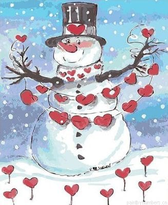 Romantic Snowman Painting By Numbers.png