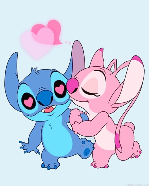 Romantic Stitch And Angel Cartoons Painting By Numbers.png