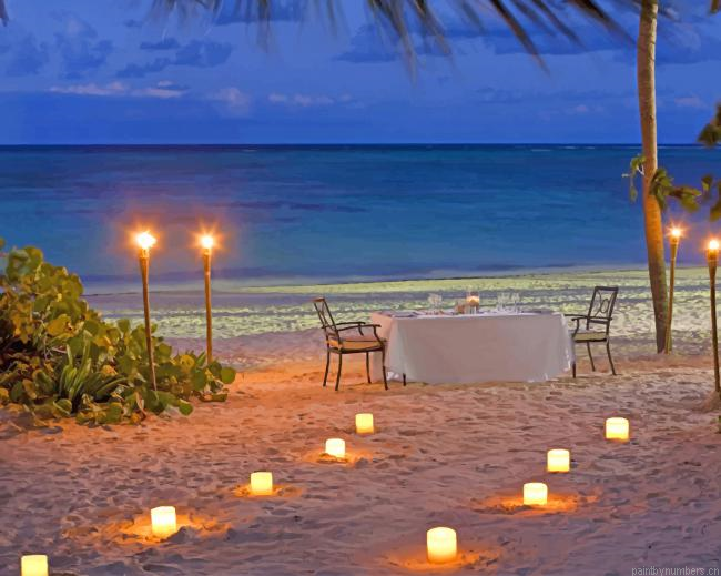 Romantic View In The Beach Painting By Numberss.png