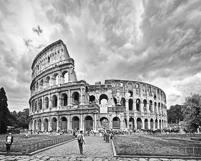 Rome Colosseum Black And White Painting By Numberss.png