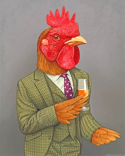 Rooster Wearing A Green Suit Painting By Numbers.png