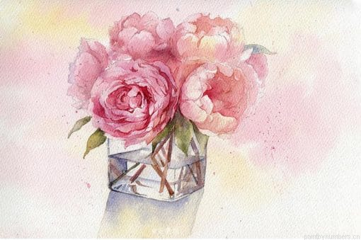 Roses In Cup Flowers Painting By Numberss.png