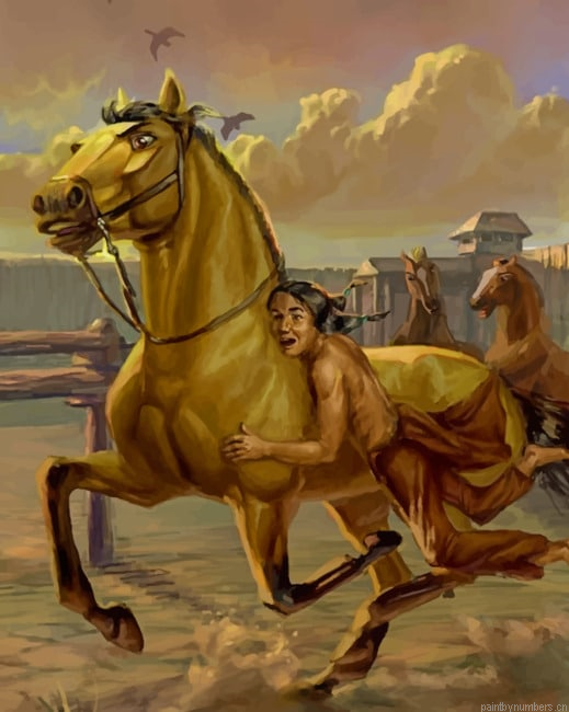 Running Horse With A Native American Painting By Numberss.png