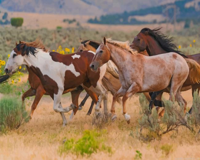 Running Horses Animals Painting By Numberss.png
