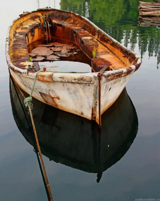 Rusted River Boat Painting By Numberss.png