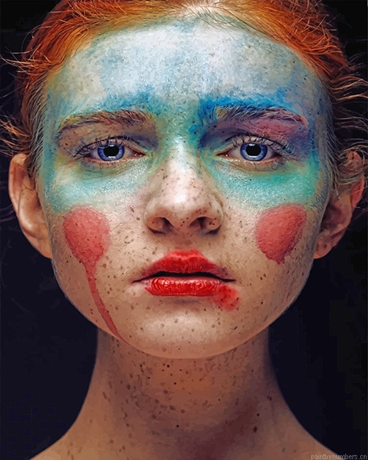 Sad Clown Girl Ginger Hair Painting By Numbers.png