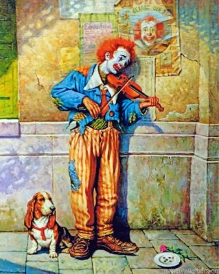 Sad Clown With His Dog Friend Painting By Numbers.png