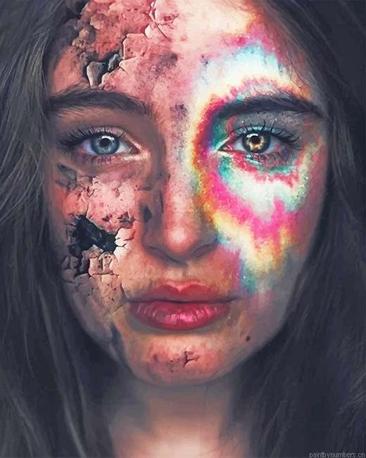 Sad Colorful Girl Painting By Numbers.png