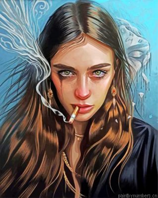 Sad Girl Smoking Cigarette Painting By Numbers.png