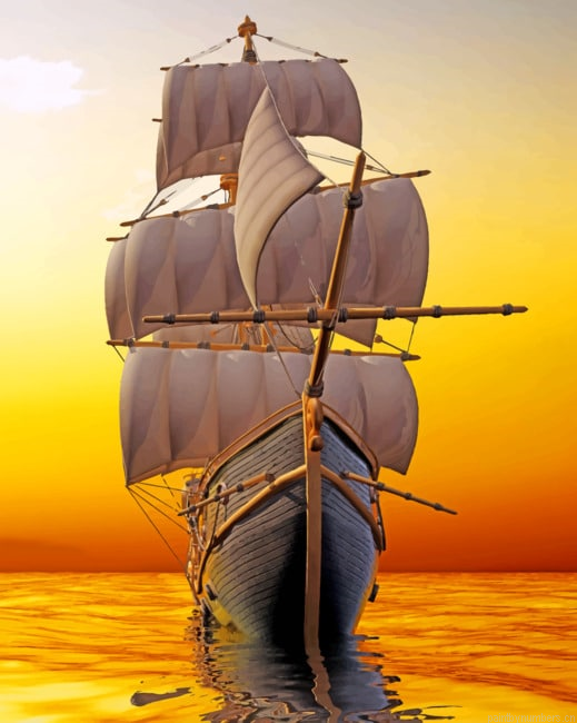 Sailboat During Sunset Seascapes Painting By Numberss.png