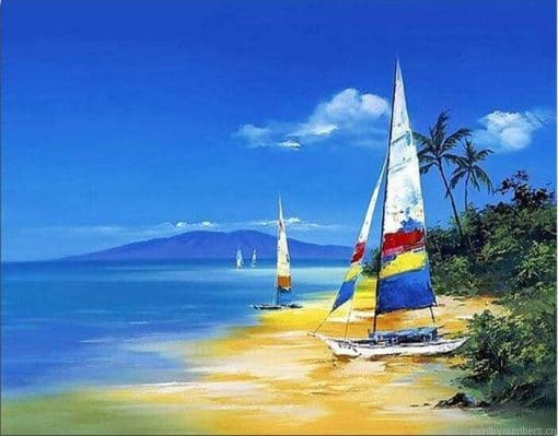 Sailboat Rest On Beach Painting By Numberss.png