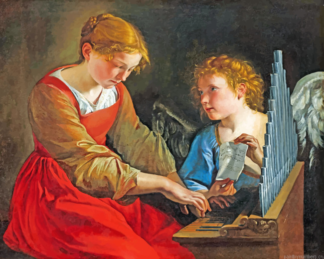Saint Cecilia And Angel Orazio Painting By Numbers.png