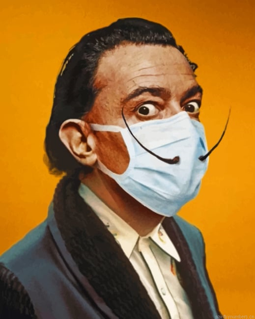 Salvador Dali Wearing Mask Painting By Numberss.png