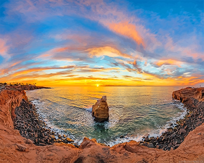 San Diego Sunset Cliffs Seascapes Painting By Numberss.png
