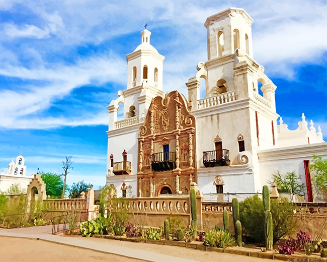 San Xavier Del Bac Mission Churches Painting By Numberss.png