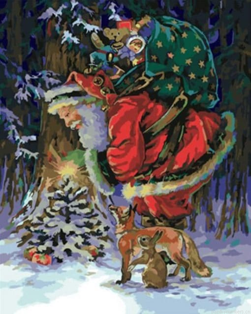 Santa Claus With Animals People Painting By Numbers.png
