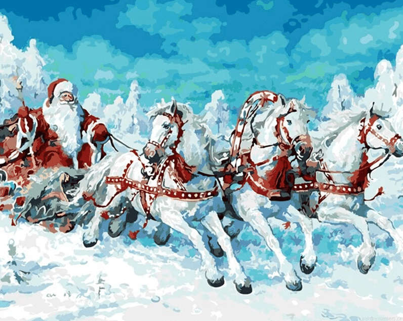 Santa Claus And Horses Painting By Numberss.png