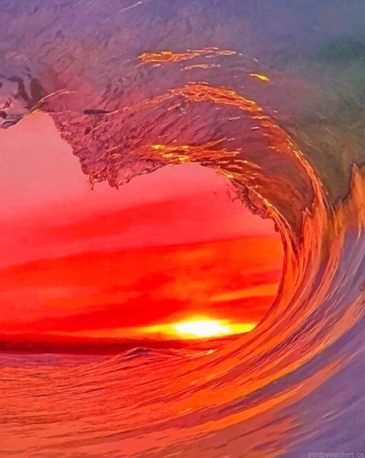 Santa Cruz Sunset Waves Seascapes Painting By Numberss.png