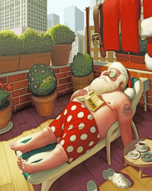 Santa Enjoying The Sun Painting By Numbers.png