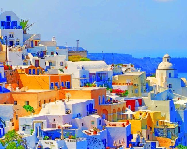 Santorini Buildings Cities Painting By Numberss.png