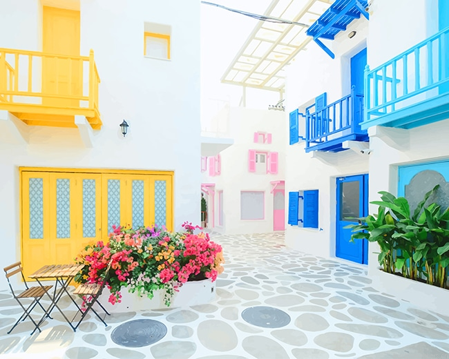 Santorini Greece Buildings Painting By Numberss.png