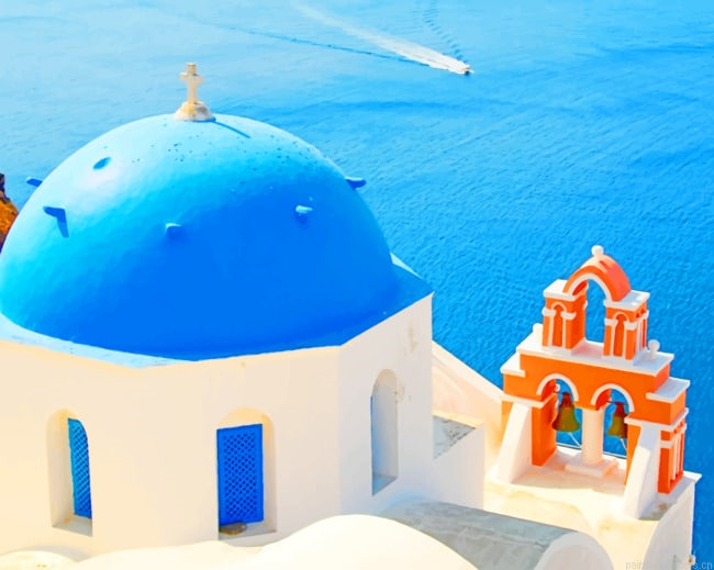 Santorini Greece Church Buildings Painting By Numberss.png