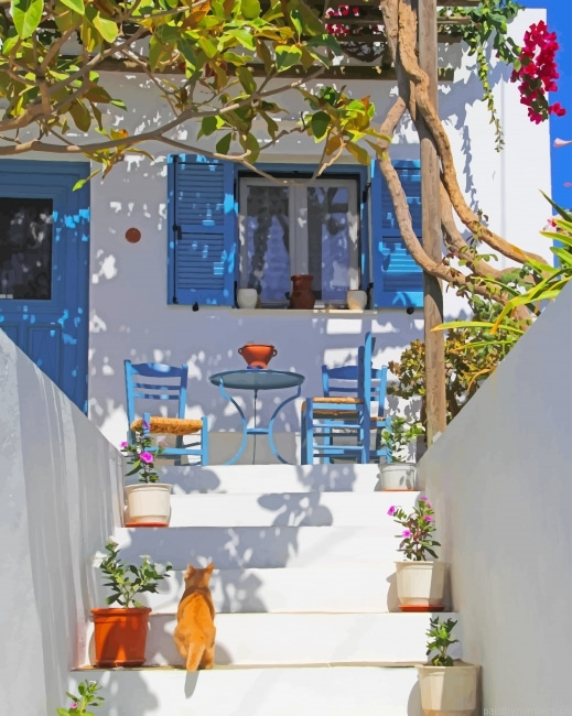 Santorini Greece House Painting By Numberss.png