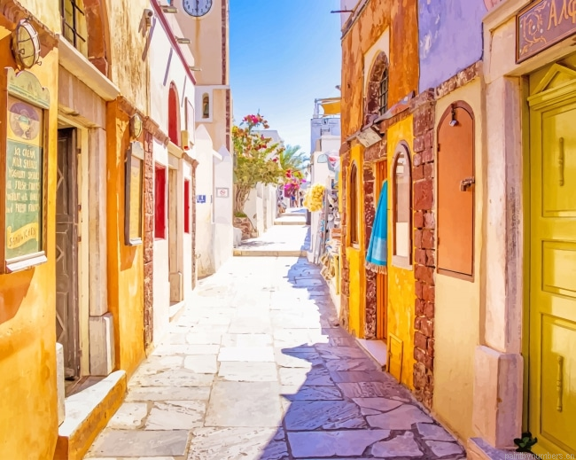 Santorini Street Cities Painting By Numberss.png