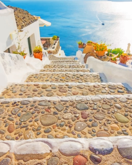 Santorini Streets Cities Painting By Numberss.png