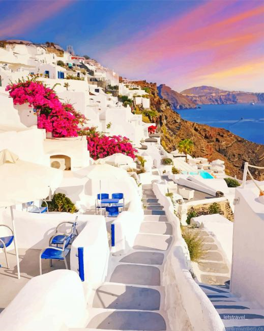 Santorini Sunset Cities Painting By Numberss.png