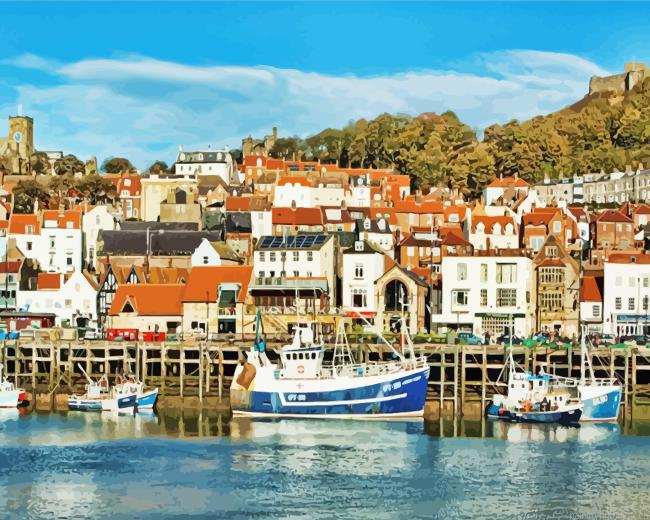 Scarborough Harbour England Painting By Numberss.png
