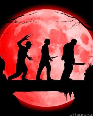 Scary Halloween Characters Silhouette Painting By Numberss.png