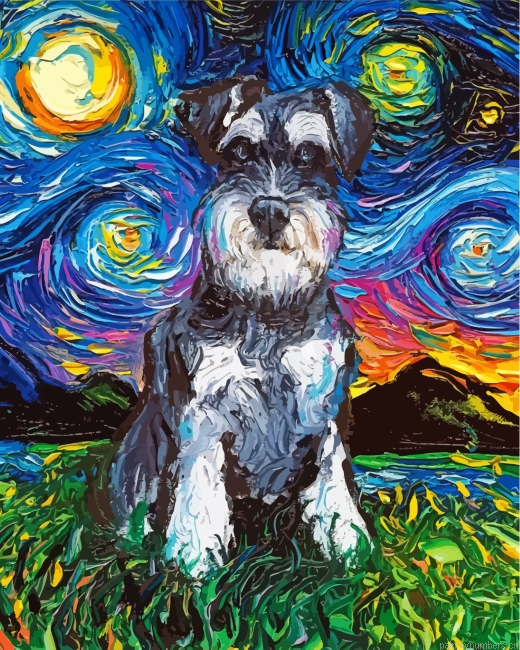 Schnauzer Starry Night Painting By Numbers.png