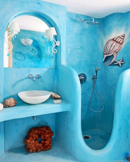 Sea Bathroom Greece Painting By Numbers.png