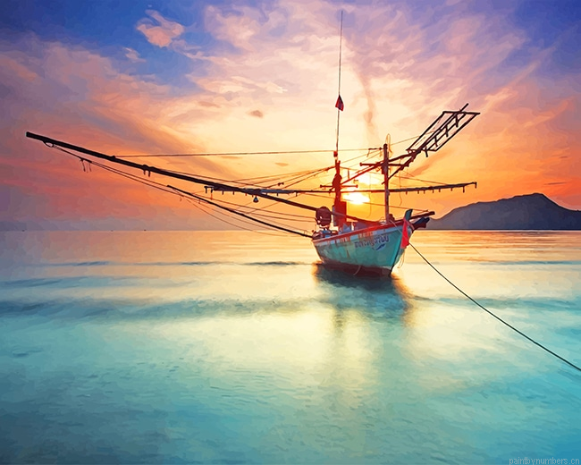 Sea Fishing Trawler Painting By Numberss.png
