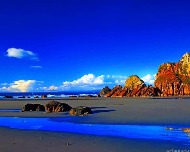 Sea Shore In A Sunny Day Seascapes Painting By Numberss.png