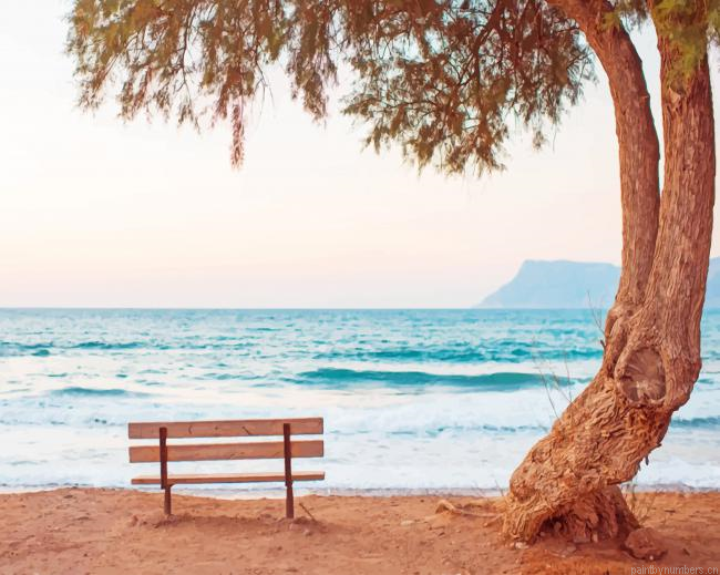 Seaside Spot With Tree And Chair Painting By Numberss.png