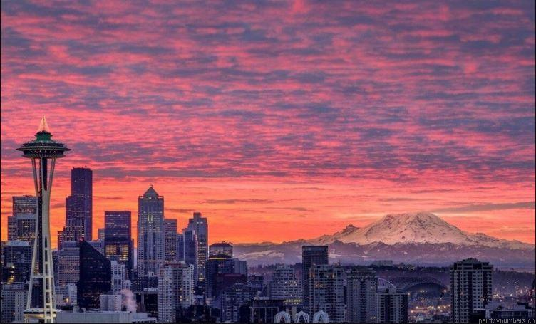 Seattle Washington Sunset Painting By Numbers.png