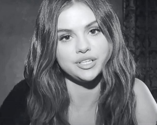Selena Gomez Black And White Singers Painting By Numberss.png