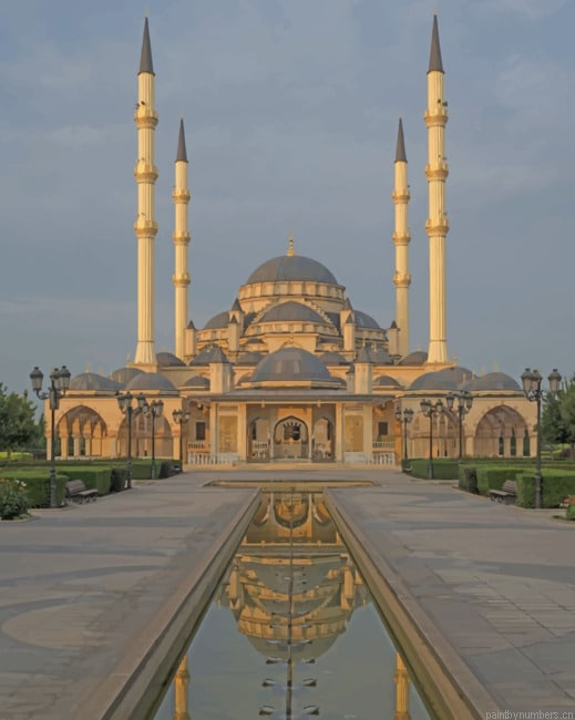 Serdtse Chechni Mosque Russia Buildings Painting By Numberss.png