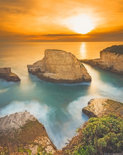 Shark Fin Cove Davenport Sunset Seascapes Painting By Numberss.png