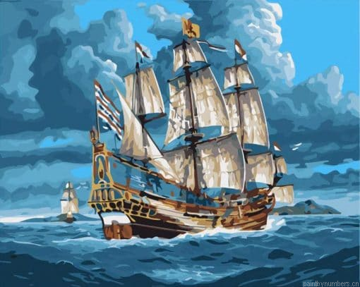 Ship In The Sea Painting By Numberss.png