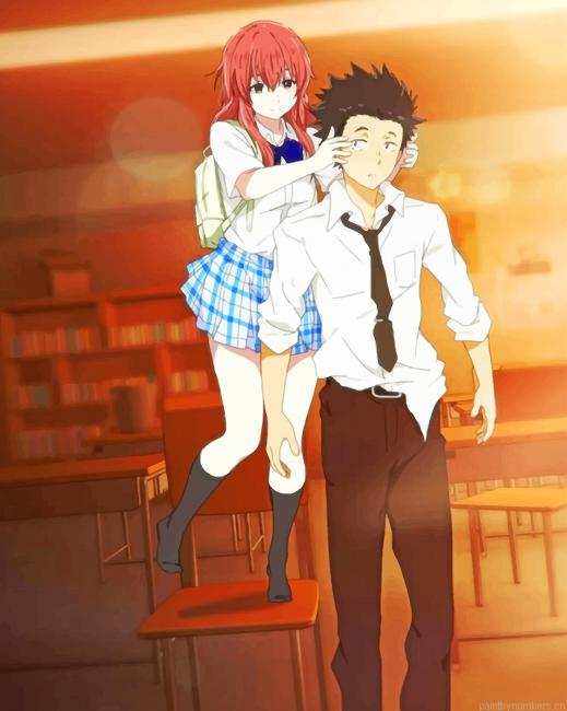 Shouko Nishimiya And Shoya At School Animations Painting By Numberss.png
