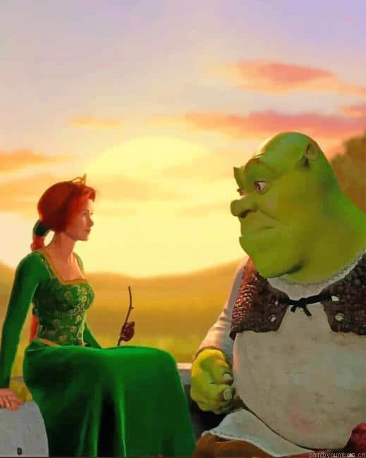 Shrek And Princess Fiona Animations Painting By Numberss.png
