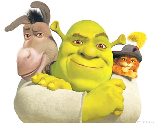 Shrek Donkey And Puss In Boots Animations Painting By Numbers.png