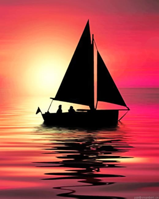 Silhouette Boat Seascapes Painting By Numbers.png