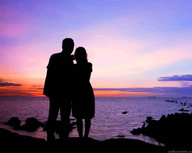Silhouette Couple In Love Romance Painting By Numberss.png