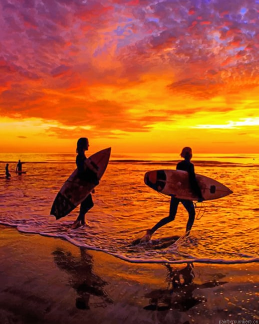 Silhouette Surfing Time Painting By Numbers.png