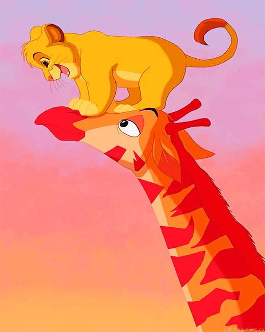 Simba And Giraffe Animations Painting By Numbers.png